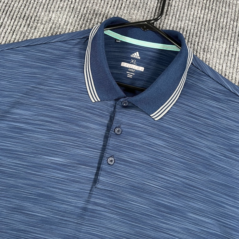 Adidas Polo Shirt Mens XL Extra Large Blue Short Sleeve Golf Outdoor Casual